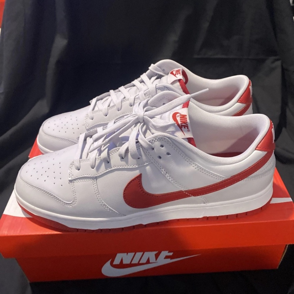 Size 13 - Nike Dunk Low Vast Grey Varsity Red - Picture 8 of 15